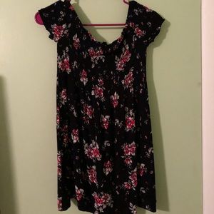 Black floral off the shoulder dress